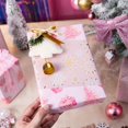 thumbnail image 4 of Reversible Christmas Wrapping Paper Roll, Pink and Gold Wrapping Paper, Metallic Foil Girly Snowflake, Tree & Present Christma Gift Wrap for Gilr Women Holiday Celebration (17 Inch X 33 Feet), 4 of 15