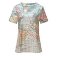 thumbnail image 2 of Inkach Women'S Summer Casual Boho Map Print Short Sleeve Loose T-Shirt Blouse Top, 2 of 6