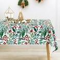 thumbnail image 3 of Christmas Tablecloth Red Berries with Green Leaves Rectangle Holly Fabric Table Cover Washable Xmas Table Cloth for Picnic Home Kitchen Dining Table, 60 x 102 Inch, 3 of 7
