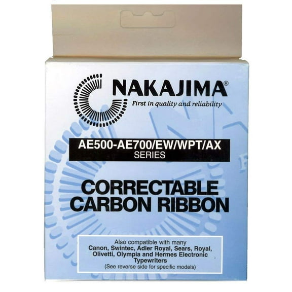 Standard Yield Correctable Carbon Film Typewriter Ribbon Cartridge. Genuine Nakajima Brand Ribbon.