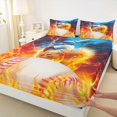 thumbnail image 4 of Erosebridal Teens Abstract Flame Baseball Bed Sheets 4pcs,Sport Gamer King Sheets for Kids Boys Girls,Super Cozy Room Decor, 4 of 5