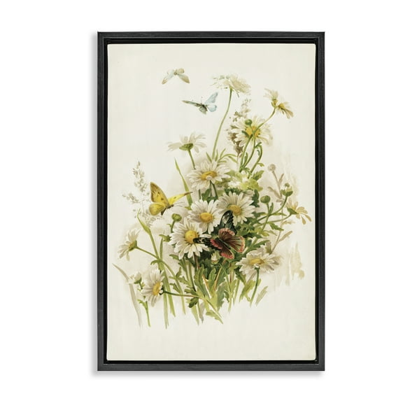 Stupell Industries Spring Pickings Florals Plants & Flowers Painting Black Floater Framed Canvas Art Print Wall Art, 17 x 25