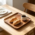 thumbnail image 6 of Linnome Solid Wood Serving Tea Tray Natural Brown Wooden Platter Raised Lip Cup Snack Fruit Display Board For Living Room Decor, 6 of 6
