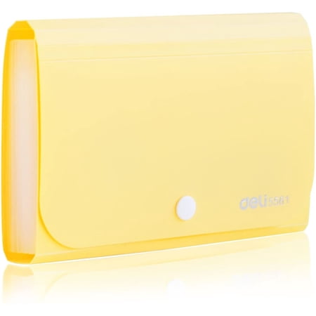 Expanding File Folder, Subdivision Accordion File Folder Mini Organizer PP Wallet for Cards,Coupons,Receipt,Tax Item or Changes,7x4.5 Inches,12 Pockets with Tabs and Check Case(Yellow)