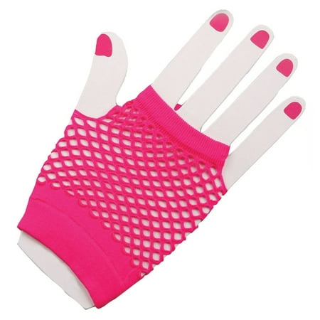 Fuschia Fingerless Mesh Gloves