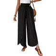 thumbnail image 2 of Womens High Side Split Wide Leg Long Pants Black S, 2 of 8