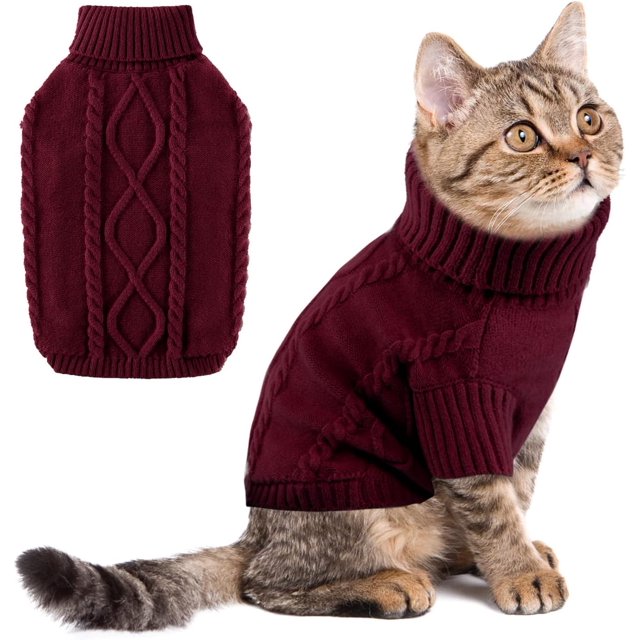 Suéter para perro Ropa de invierno para cachorros, suéter de punto suave y cálido con cuello alto para gatos, jersey, ropa navideña para mascotas para perros pequeños y medianos, verde pavo real M