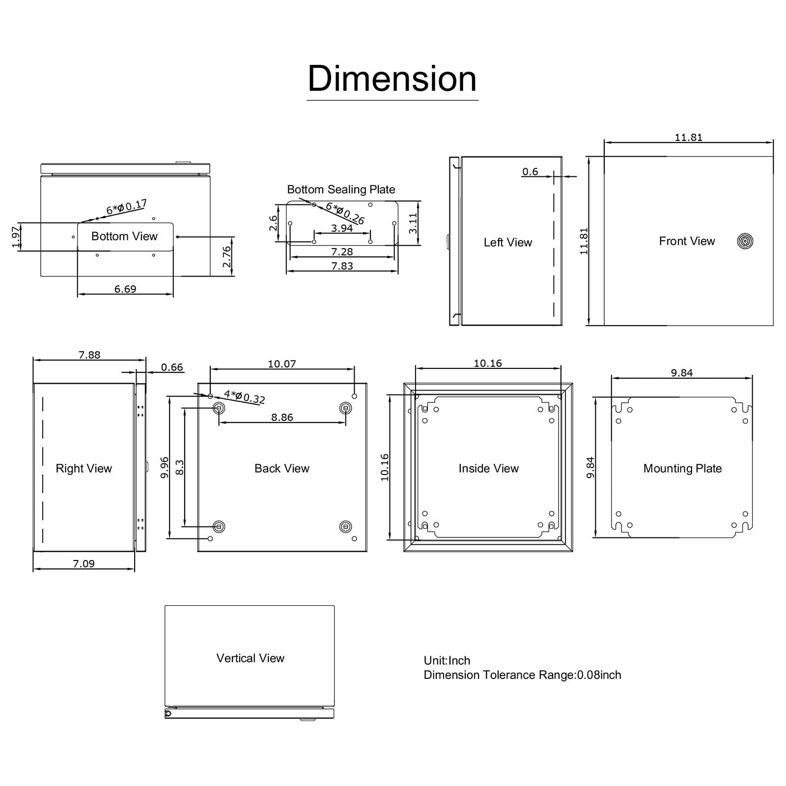 Stainless Steel Electrical Enclosure 12 x 12 x 8 Inch IP66, Outdoor Indoor Junction Box with Mounting Plate, 4X