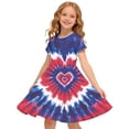 thumbnail image 1 of Odeerbi Niñas Día de La Independencia Vestido de Línea A Verano Patriótico Cuello Redondo Manga Corta Vestido Casual, 1 of 9