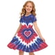 thumbnail image 1 of Odeerbi Niñas Día de La Independencia Vestido de Línea A Verano Patriótico Cuello Redondo Manga Corta Vestido Casual, 1 of 9