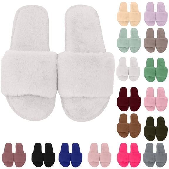 Women Slippers Non-Slip Flat Heel Open Toe Slip-on House Warm Shoes Women's Fashion Casual Home Indoor Outdoor Plus Velvet Warm Slippers