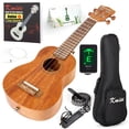 thumbnail image 1 of Ukelele soprano Kmise Instrumento profesional de caoba Ukalalee hawaiano de 21 pulgadas para principiantes con kit de inicio de ukelele (bolsa de lecciones en línea gratuita, correa de afinador, folle, 1 of 5