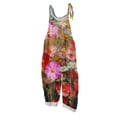 thumbnail image 2 of Spring Summer Plus Size Boho Overalls for Women 2026 Hippie Cloth Floral Print Jumpsuits Spaghetti Strap Rompers Pink XL, 2 of 5