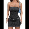 thumbnail image 1 of Vestido Corto Y2K con Hombros Descubiertos y Encaje para Mujer, Estilo Tubo, con Falda A la Cadera, para Fiestas y Salidas en Clubes Negro M, 1 of 8