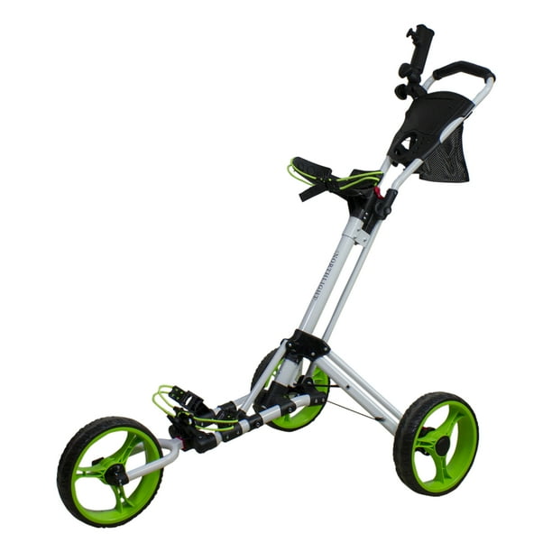 48" White and Green Easy Folding 3 Wheel Golf Bag Push Cart Walmart