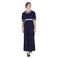 thumbnail image 4 of Sakkas Isabis Womens Casual Long Lace Modest Dress with Short Sleeves Stretchy - Navy - X-Large, 4 of 5