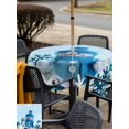 thumbnail image 4 of Outdoor Tablecloth with Umbrella Hole and Zipper, Blue Snowman Christmas Square Table Cloth 54x54 Inch Waterproof Tablecloth, Xmas Snowflake Ball Winter Picnic Table Cover for Patio Camping, 4 of 7