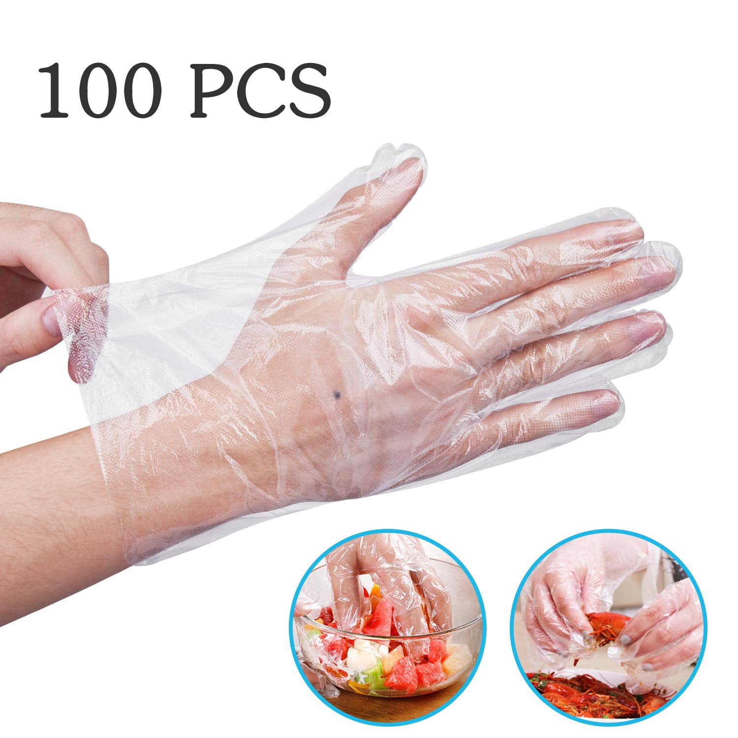 100 Pcs Plastic Disposable Gloves for Kitchen Cooking Cleaning Spa Hair Salon 