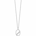 thumbnail image 2 of Sterling Silver Rh Plated White Ice .03Ct. Diamond Oval Necklace (20 X 16) Made In India -Jewelry By Sweet Pea, 2 of 10