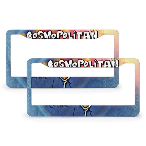Cosmopolitan License Plate Cover 2 Pack Vintage Cocktails License Plate Frame License Plate Shield Frame for Girl Women Men Vehicles 2 Holes Metal License Plate Frames