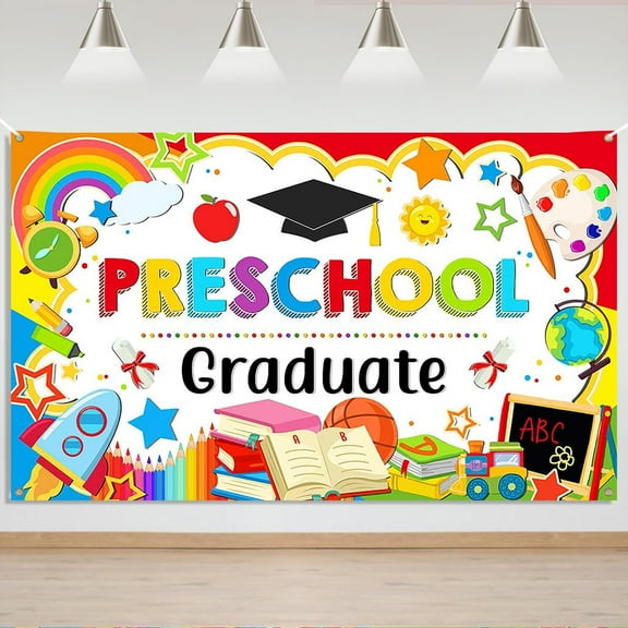 Preschool Graduation Backdrop Preschool Graduation Banner Kindergarten Pre Congrats Party Photography for Kids Class of 2025 Ceremony School Prom Party Supplies