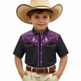 thumbnail image 4 of Boys' St Patricks Day Easter Shirts Embroidered Western Cowboy Shirt for Boy Graphic Short Sleeve Cowboy Collared Button Down Tops, 4 of 5