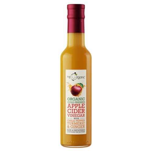 Mr Organic Apple Cider Vinegar with Turmeric, Chilli, Ginger 250ml, British Import (Pack of 2)