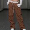 thumbnail image 1 of Pantalons pour Femmes Street Style Femmes Mode Design Sense Multi Poche Salopette Taille Basse Pantalons de Sport Brun M, 1 of 8