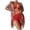 Watermelon Red, variant on Teissuly Women's Printed Bikini Straps Bikini V Sexy Split Swimsuit Set Three Piece Swimsuit Set