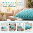 thumbnail image 3 of REGALWOVEN Couch Pillow Cases 1 Pack Soft Pom-poms Velvet Throw Pillow Covers for Farmhouse Home Decor Blue 12" x 20", 3 of 7