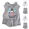 thumbnail image 4 of Odeerbi 2-8 Años Niñas Trajes de Verano Camisetas Con Capucha de Algodón Pantalones Cortos de Dos-Conjunto de Dos Piezas Camiseta Sin Mangas Estampada Pantalón Corto Con Cintura Elástica, 4 of 4