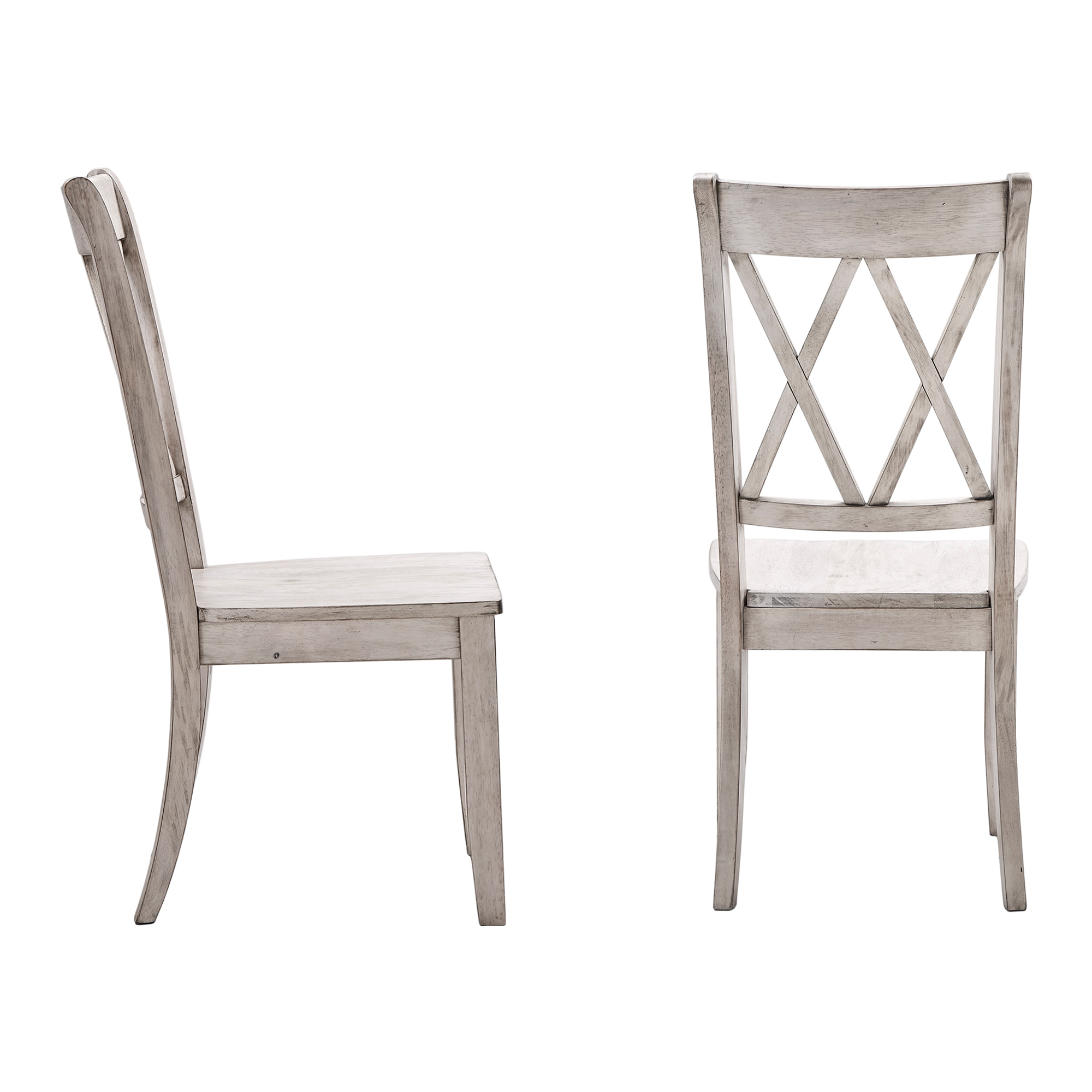 Weston Home Farmhouse Wood Dining Side Chair, Antique White (Set of 2)