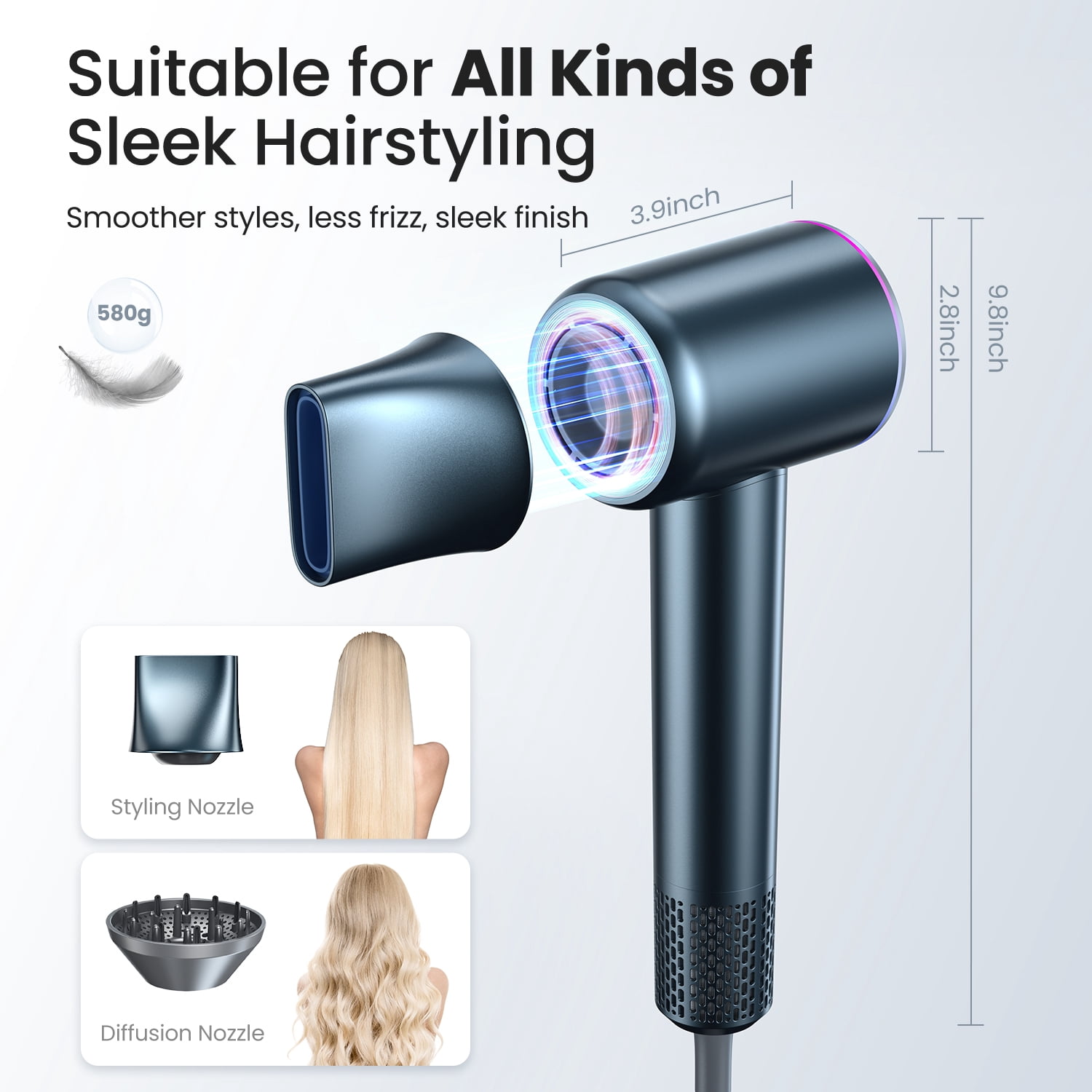 iDOO High Speed Portable Ionic Hair Dryer with Exclusive Hot & Cold Air Cycle Mode for Home Salon Travel