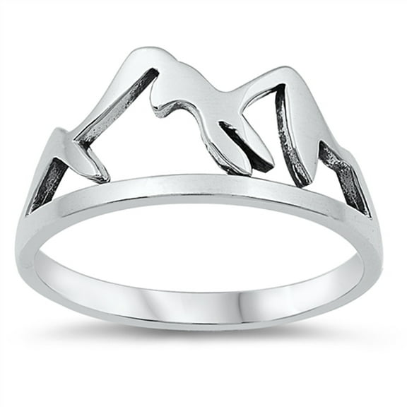 Nature Mountain Range Hiking Winter Ring 925 Sterling Silver Band Jewelry Female Male Unisex Size 8