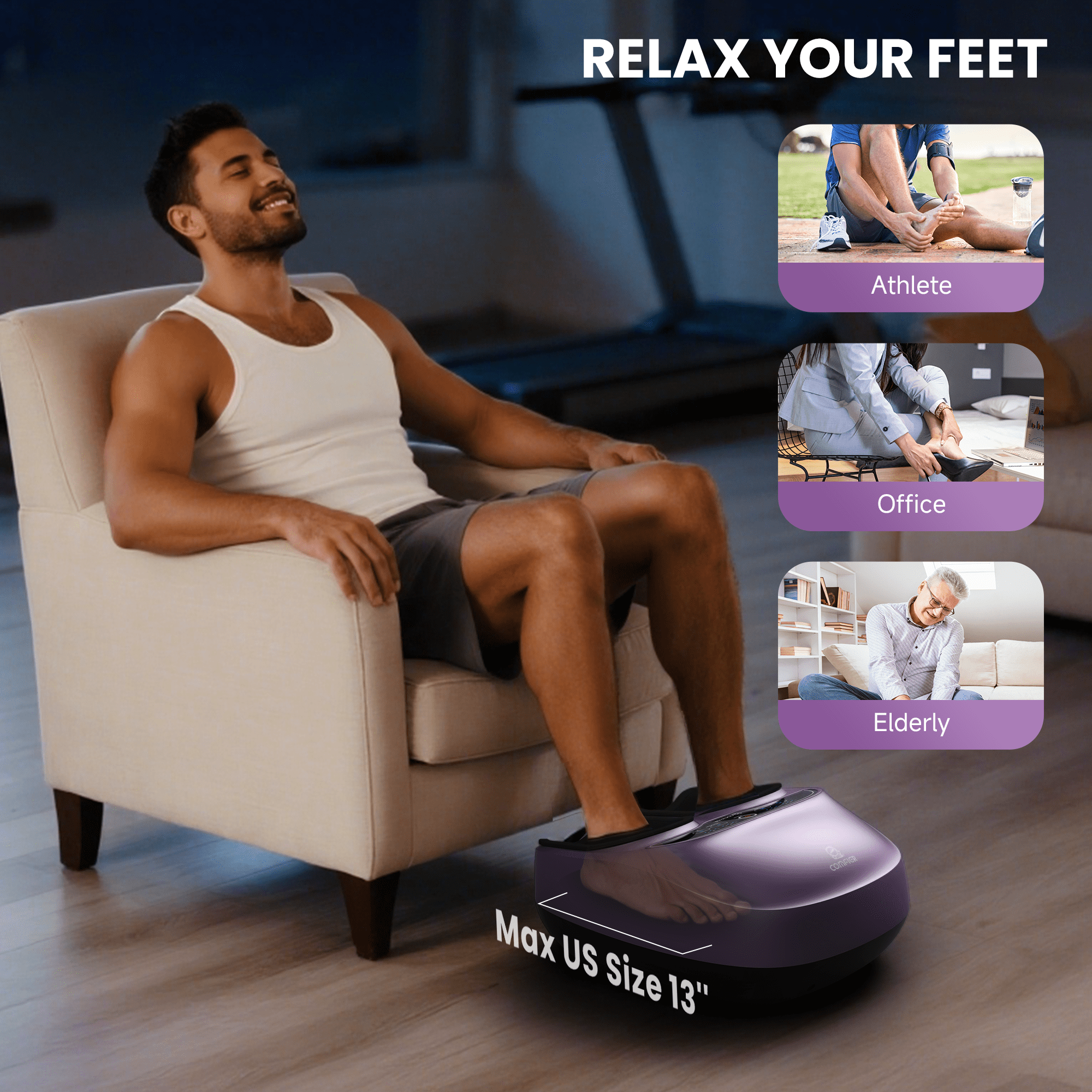 Shiatsu Foot Massager with Heat, Comfier Foot Massage Machine for Blood Circulation Neuropathy, Gifts for Mom Dad , Purple