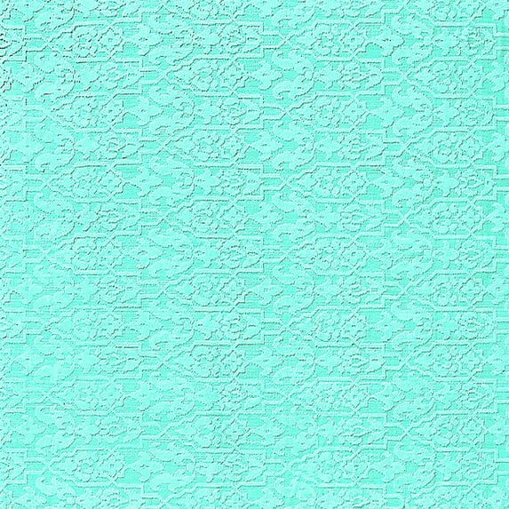 Ahgly Company Machine Washable Indoor Square Solid Turquoise Blue Modern Area Rugs, 7' Square