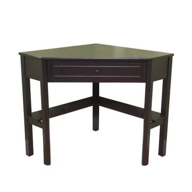 Target Marketing Systems Wood Corner Desk With One Drawer And One Storage Shelf Black Finish Walmart Com Walmart Com