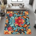 thumbnail image 4 of Area Rugs 2 X 3 ft Rug for Living Room Soft Non Slip Rug Low Pile Retro Floral Bohemian Printed Area Rugs Bedroom Farmhouse Dining Room, Home Decor Indoor Red Blue, 4 of 7