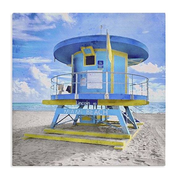 Stupell Industries Tropical Miami Beach Summer Hut Canvas Art, 24 x 24, by LSR Design Studio