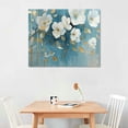 thumbnail image 2 of JEUXUS Flowers Canvas Wall Art for Bedroom Home Decor Artwork for Wall Blue Abstract Background White Floral Wall Decor Print Office Living Room Kitchen Decor Ready to Hang, 2 of 6