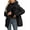 Black with Hood, variant on Giolshon Women Faux Leather Winter Trendy puffer jacket water-resistant Thicken Bubble Coat