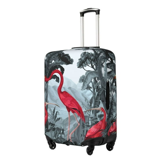 Hirioo Flamingo On The Jungle for Elasticity Suitcase Cover (No luggage Included) Durable Luggage Protector Fits 18-32 Inch Luggage-Small