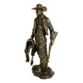 thumbnail image 5 of Old World Rustic Western Cowboy Holding Horse Saddle and Rifle Gun Statue 12"H, 5 of 9
