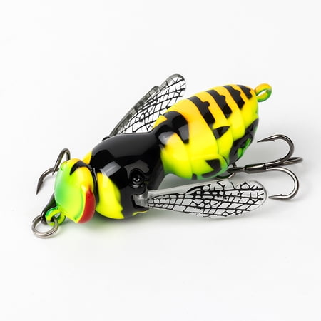 BESTSKY Wasp Craw Bionic Floating Fishing Lure Topwater Swimbait with Dynamic Wings & Audible Rattle Hard Insect Bait for Bass Pike Walleye