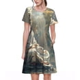 thumbnail image 1 of Disketp Forest Meditating White Tiger para Vestido de Manga Corta para Mujeres, Vestidos de Verano para Mujeres, Casual y Holgado para la Playa, 1 of 6