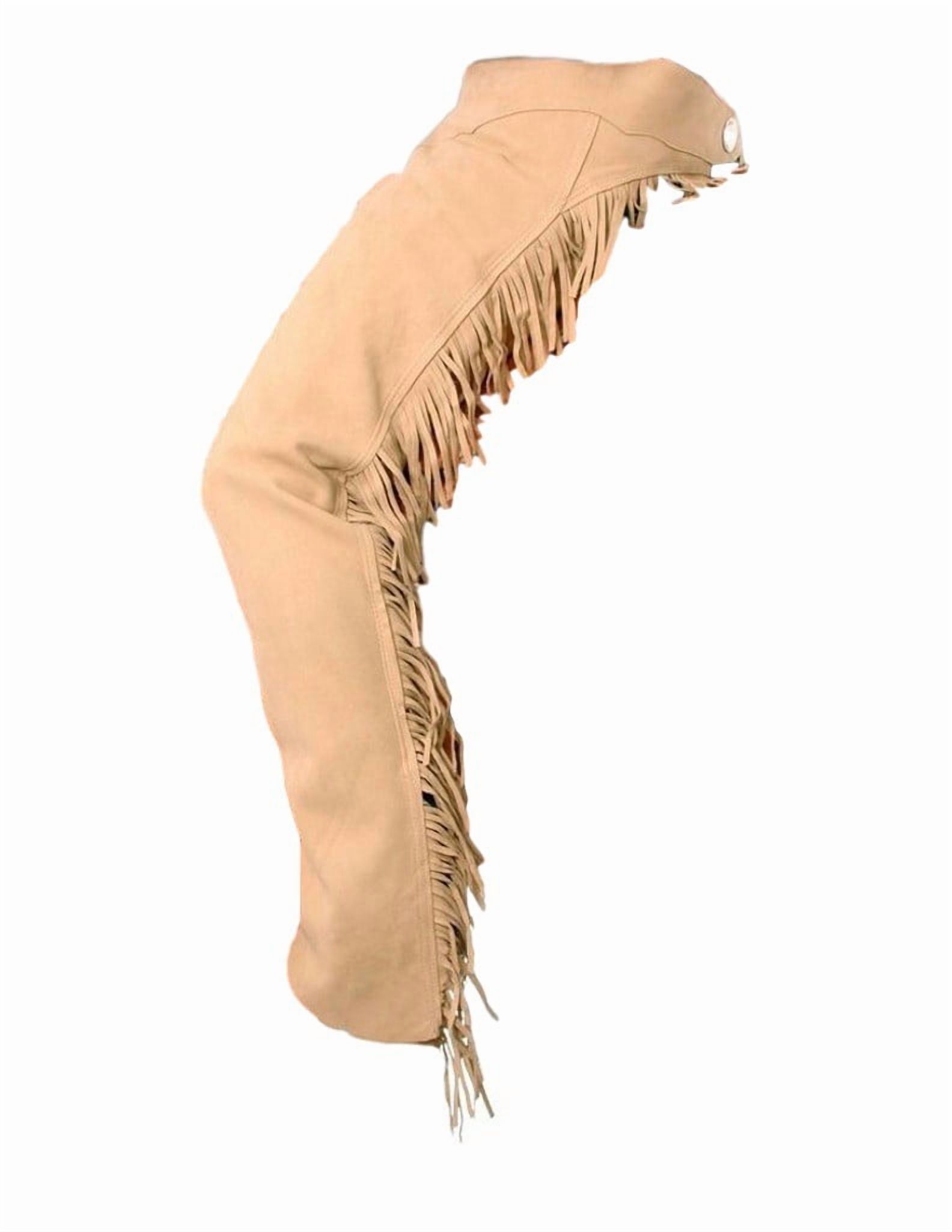 Tough 1 Western Chaps Adult Equitation Fringe Adjust L Sand 63-315