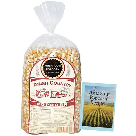 Amish Country Popcorn - Mushroom Popcorn - 2 lb Bag Old Fashioned, Non GMO, Gluten Free, Microwaveable, Stovetop and Air Popper