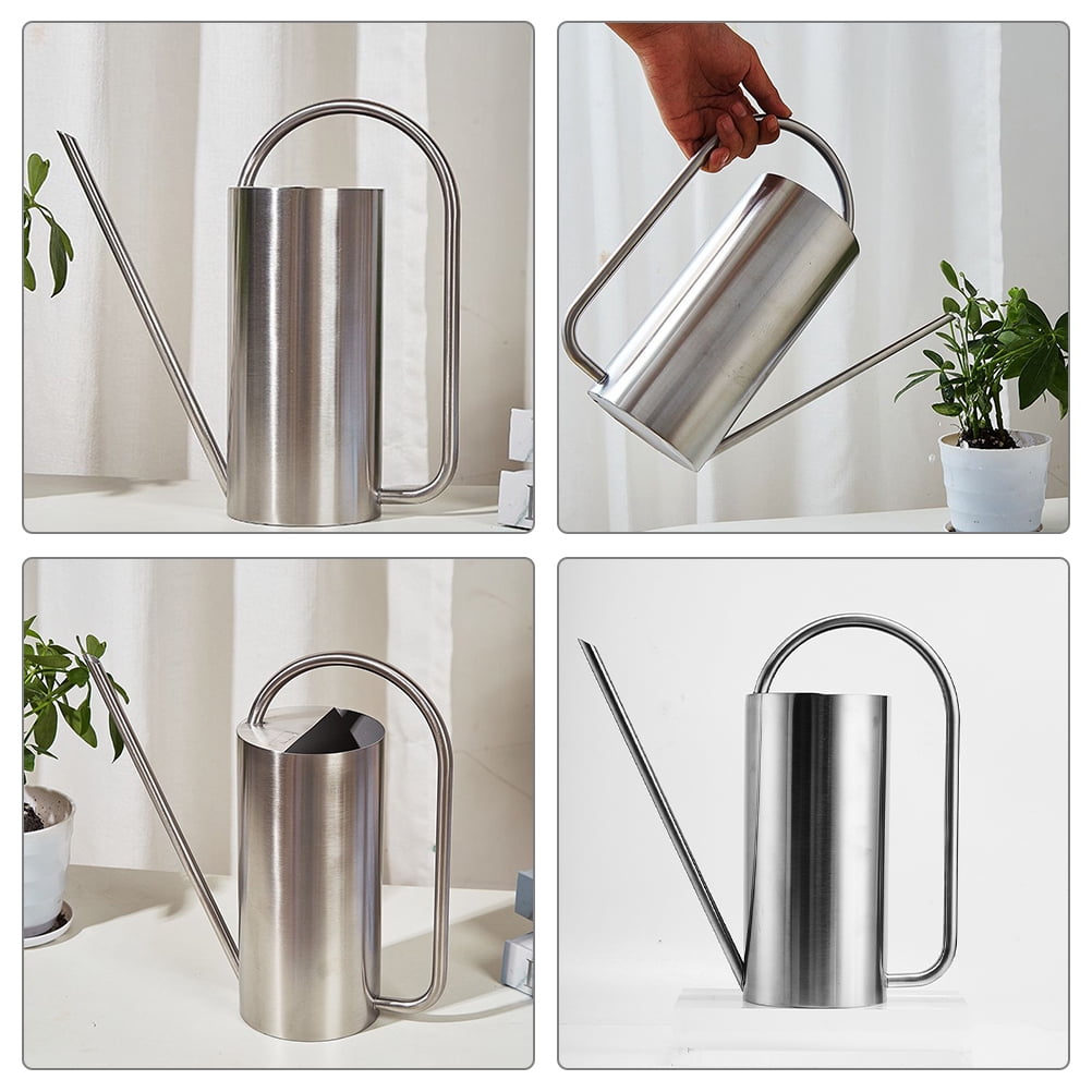 OUNONA 2pcs Stainless Steel Long Spout Bonsai Watering Pot  Metal Watering Can Gardening Tool