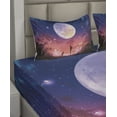 thumbnail image 4 of Ambesonne Fantasy Fitted & Top Sheet Set with Shams, Dog Under Huge Moon, Navy Coral, 4 of 5