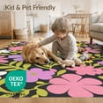 thumbnail image 4 of ODIKA 2'x3' Black Blossom Extravaganza with Vibrant Washable Accent Rug Elegant Summer Meadow Design, Perfect for Modern for Bedroom, Nursery, RV, Pet Friendly, Bedside Mat, 4 of 7